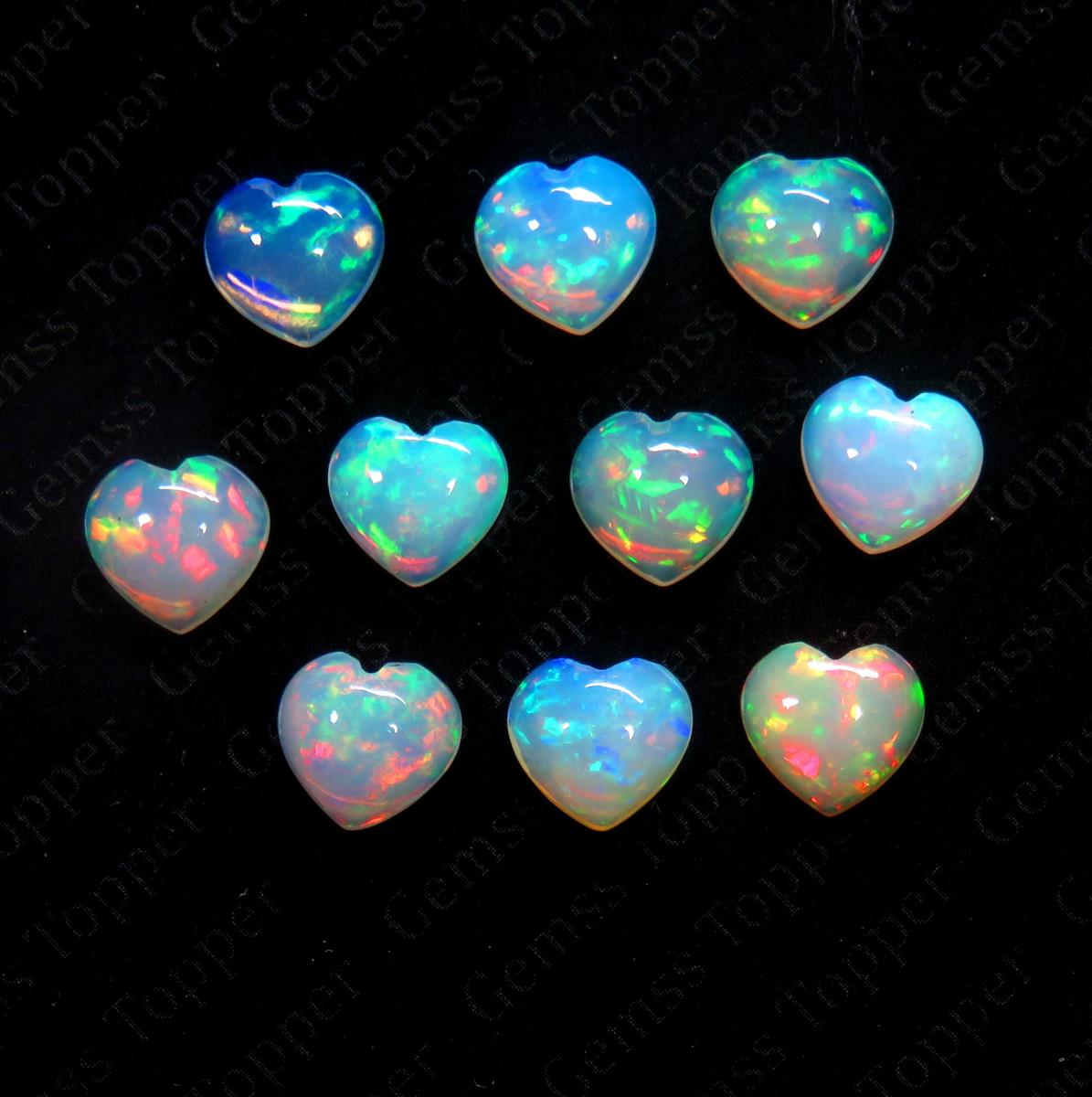 Ethiopian Opal 10x10 mm Heart Shape Cabochon